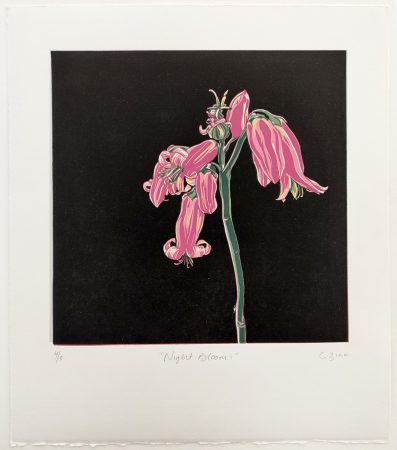 'Night Bloom I' | 4-Colour reduction linocut | Edition of 5 | 30 x 26 cm | R 3 030 (framed)
